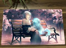 Rests YuGiOh Ghost Sister Spooky Dogwood TCG Mat Trading Card Game Mat CCG Playmat Antislip Rubber Mouse Pad Desk Play Mat 60x35cm