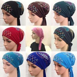 Ethnic Clothing Rhinestone Short Tail Hair Loss Woman Muslim Islamic Arab Shayla Turban Cap Hat