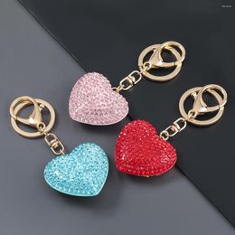 Keychains Crystal Red Keychian Women Rhinestone Bag Holder Pink Blue Keyring Cute Trinkets For Girl Friend Drop