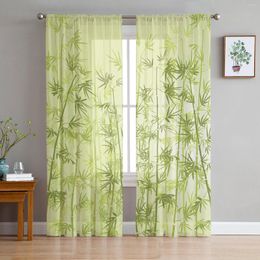 Curtain Green Bamboo Leaves Sheer Curtains For Living Room Tulle Bedroom Kitchen Window Voile