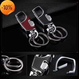 New Fashion Key Chain Leather Car Keychain Male Waist Hanging Keyring Business Casual Key Holder Souvenir Key Ring Car Gadget Gift