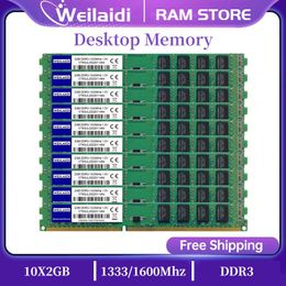 RAMs DDR3 10X2GB Memory RAM 1333Mhz 1600Mhz PC310600 DIMM Desktop Memoria 240 Pins 1.5V NON ECC Compatible With Intel And AMD