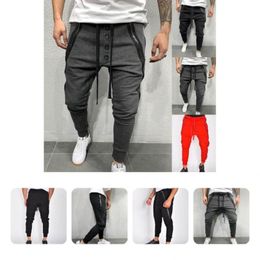 Calça masculina ostenta exercícios exclusivos de verão esporte fitness calças masculinas bolsões de zíper de zíper para calças de moletom