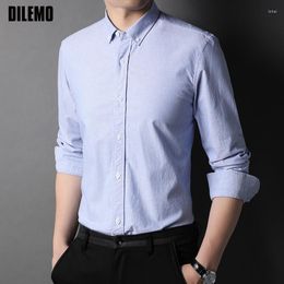 Men's Casual Shirts Cotton Fashion Brand Designer Pinstripe Slim Fit Button Down Mens Classic Luxury Long Sleeve Men Clothing