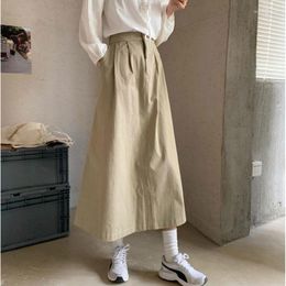 Skirts A GIRLS Women Mid-calf Japan Pockets College Daily Empire Leisure Spring Femme All-match Bottom Ins Vintage