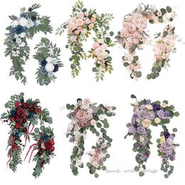 Decorative Flowers 2 Pcs Artificial Wedding Arch Kit Garlands Silk Peony Flower Swag Welcome Sign Floral For Ceremony Party