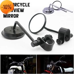 New 2PCS Universal Motorcycle Handlebar Rear View Mirror Round Convex Clip-On Retro 22 25mm Motorbike Mirrors Motorcycle Accessories