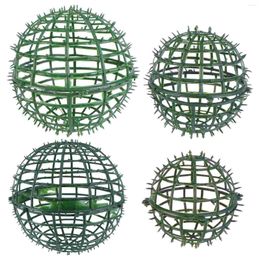 Decorative Flowers 4 Pcs Plastic Supports Floral Wedding Bouquets Greenery Balls Foam Cage Rings Fake Topiary