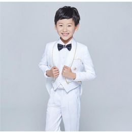 Men's Suits & Blazers 2023 Tailcoat Style Men Suit Tuxedos Shawl Lapel Children Black/White Kid Wedding Prom (Jacket Vest Pants Tie )