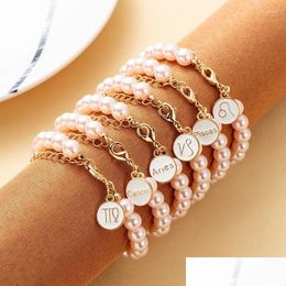 Beaded Strand Twee Constellations Pink Natural Pearl Fashion Womens Bracelet Highend Accessories Cold Style Jewellery Wholesale Drop D Dhndy