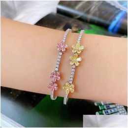Chain Link Bracelets Fashion Bracelet Jewellery For Women Yellow Flower Party Adjustable Design Drop Delivery Dhs72