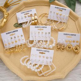 Dangle Earrings 6 Pairs Large Circle Pierced Jewellery Imitation Pearl Cute Hoop Ear Buckle Heart-shaped Butterfly Drop Set