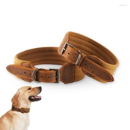 Dog Collars Cowhide Collar Soft Wear-resistant Medium Large Dogs Tactical Adjustable Durable Pets Supplies Outdoor Training