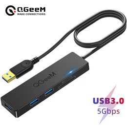 Hubs QGeeM USB Hub 3.0 Adapter Card Reader USB Splitter for Xiaomi Laptops Macbook Pro 2015 5 USB 3.0 Hub for PC Computer Accessories