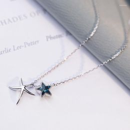 Pendant Necklaces Orgin Summer Unique Design Bling Blue Colour Star Necklace For Women Korean Fashion Starfish Jewellery