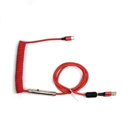 Combos PET Colorful Aviator Coiled Type C Cable USB Coiling Cable 1.5M+1M Gold Silver Red Black Blue For Mechanical Keyboard