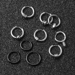 Hoop Earrings Hip Hop Street Men's Trendy Personality Punk Stainless Steel Ear Studs Male Piercing Jewelry Accessories