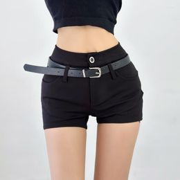 Women's Shorts TVVOVVIN 2023 Summer Spicy Girl Style Sexy Belt High Waist Tight Solid Color Casual Women's Leg Length 3DJQ