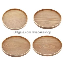 Kitchen Storage Organisation Wooden Serving Tray Plate For Tea Set Fruits Candies Food Home Decoration Drop Delivery Garden Houseke Dhez4