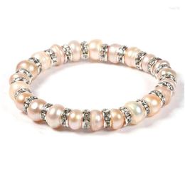 Beaded Strand Freshwater Pearl Zinc Alloy Bracelet Is Simple And Fashionable For Diy Jewellery Birthday Gift Chain Length 19Cm Drop De Dhqcl