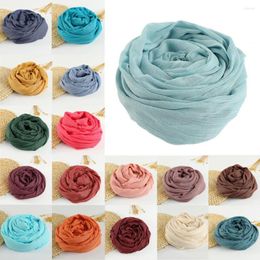 Ethnic Clothing Fashion Soft Cotton Linen Women Scarf Shawls Muslim Large Hijab Plain Head Wraps High Quality Headband Long Scarves 190