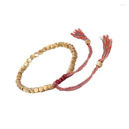 Chain Link Bracelets Handmade Tibetan Buddhist Braided Cotton Copper Beads Lucky Rope Bracelet Bangles For Women Men Thread Religion Dh36P