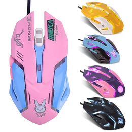 Mice Breathing LED USB Wired Optical Mouse 2400dpi PC Laptop Desktop Computer 6 Buttons Gaming Silent mute Mice For OW DVA LOL