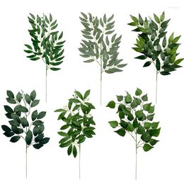 Decorative Flowers Simulated Eucalyptus Leaf Wedding Party Venue Decoration Fake Green Plant Home Flower Arrangement Wall Hanging Decor