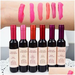 Lip Gloss Sexy Red Liquid Lipstick Waterproof Wine Bottle Shape Tint Women Batom Makeup Lipgloss Cosmetic Tool Drop Delivery Health Dhy5Z