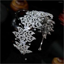 Hair Clips Barrettes 2022 European Retro Crystal Headband Leaf Flower Tiara Bride Crown Wedding Accessory Womens Jewelry Drop Deli Dhumr
