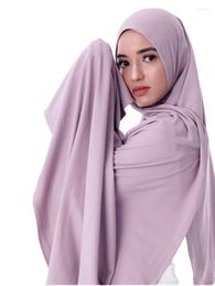 Scarves Knitted Jersey Hijabs For Woman Plain Long Shawl Muslim Women Hijab Turban Islamic Headscarf 180 75cm