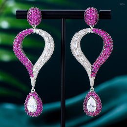 Dangle Earrings GODKI Fashion DUBAI Long Green Pink Drop For Women Trendy Elegant Created Big Simulated Pear Wholesale