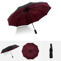 Umbrellas Fully Automatic Umbrella Men Women Anti Uv Rain Double Layers Windproof 10 Ribs Strong Large Folding Sun Parasol