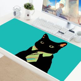 Rests Large XXL Office Computer Desk Mat Table Mouse Pad Carpet Pc Gamer Keyboard Mousepad Edge White Cat Rubber Table Mat for Pet