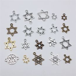 20pcs Hexagram Star Of David Charms Pendants For Bracelet Jewellery Making DIY Handmade Craft