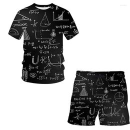 Men's Tracksuits Mathematical Formula Series Print Men's O-Neck T-shirt Sets Casual Shorts 2 Piece Set Summer Streetwear Man Clothing