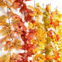 Decorative Flowers 250cm Artificial Plant Maple Ivy Autumn DIY Hanging Wreath Fake Leaves Wedding Decoration Plants Outdoor Garden