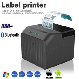 Printers Bluetooth Thermal Label Printer Barcode printer Desktop 2inch/58mm Thermal Receipt printer Support Adhesive Sticker Paper