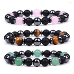 Beaded Strand 8Mm Rose Quartz White Pine Tiger Eye Stone Bracelet For Men Women Jewellery Gift Magnetic Beads Elastic Rope Drop Delive Dhc9H