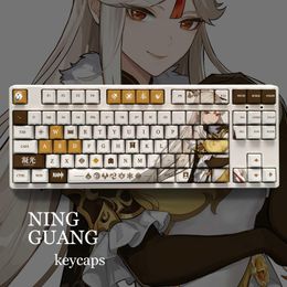 Combos Genshin Impact Theme NINGGUANG Pbt Material Keycaps 108 Keys Set for 61 87 104 108 Key Mechanical Keyboard Oem Profile