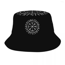 Berets Summer Headwear Nordic Mythology Rune Circle Bucket Hat Trendy Men Women Sun Viking Bob Fishing Fisherman Cap Hiking