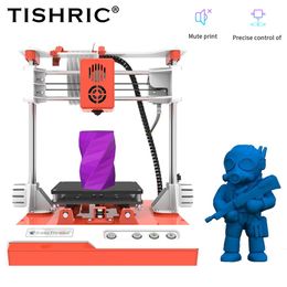 Printer TISHRIC Newest Easy 3D Printer Full Metal Frame High Precision Children's DIY Easy Threed 3D Printer Kit One Key Quiet Pinting