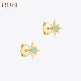 ROXI Small Star Colourful Opal Stud Earrings for Women pendientes plata 925 Silver Korean Earrings Wedding Party Fine Jewellery