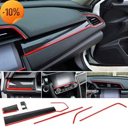 New 9Pcs Carbon Fiber Car Console Center Dashboard Cover Trim Decorative Stickers for Honda Civic 10Th 2016-2019 Car Accessories