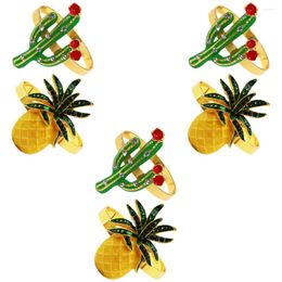 Dinnerware Sets 6 Pcs Napkin Buckle Serviette Ring Pineapple Decor Decorate Holders Alloy Holder Banquet Hawaiian