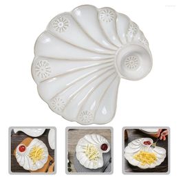 Dinnerware Sets Vintage Shell Plate El Salad Multi-function Ceramic Decor Kitchen Supplies Side Dish Plates Breakfast Household Trays