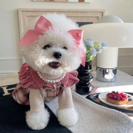 Dog Apparel Korean Spring Princess Style Bow Strap Short Mini Skirt Pet Clothes Clothing Suit Suitable For Small