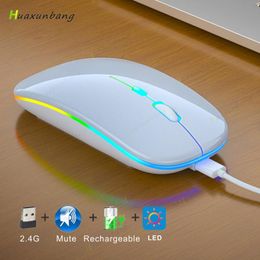 Mice Raton RGB Rechargeable 2.4g Wireless Mouse LED USB Mause Ergonomic Silent Air Mice For Macbook Xiaomi Computer Laptop PC Souris