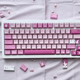 Combos PBT Keycap Maid Pink Maid Blue Keycap KCA Profile 140 Keys DYE Subbed For 60 61 64 68 75 84 87 96 98 104 Mechanical Keyboard