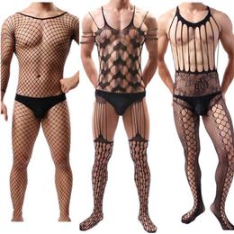 20% OFF Ribbon Factory Store Sexy men hot unveiling their sexual veil Teddy black mesh private and pornographic men's underwear elastic stockings